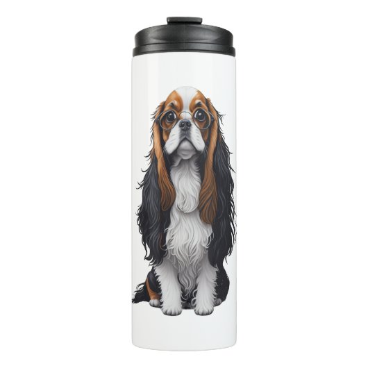Een schattige hond koning Charles Spaniel Thermosbeker (Voorkant)