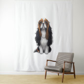 Een schattige hond koning Charles Spaniel Wandkleed (In situ)