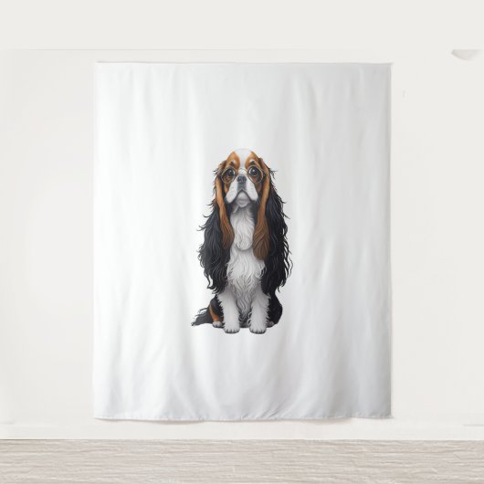 Een schattige hond koning Charles Spaniel Wandkleed (Voorkant)