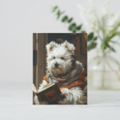 Een Schattige hondje dat een boek leest Briefkaart (Staand voorkant)