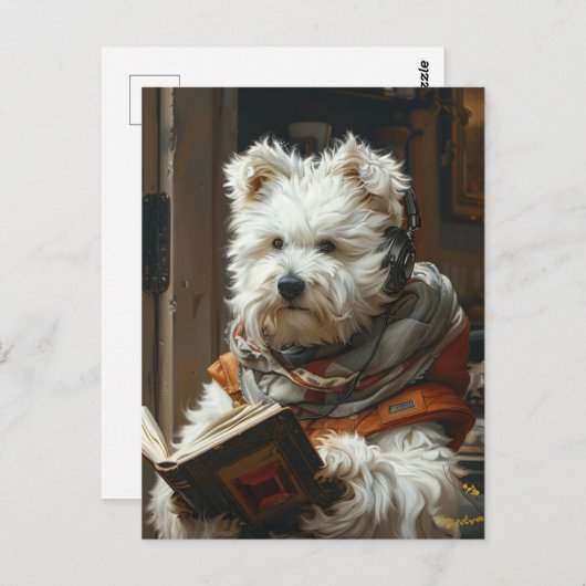 Een Schattige hondje dat een boek leest Briefkaart (Voorkant / Achterkant)