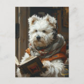 Een Schattige hondje dat een boek leest Briefkaart (Voorkant)