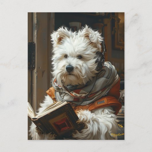 Een Schattige hondje dat een boek leest Briefkaart (Voorkant)