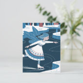 Een schattige ijsschaatsfee met blauwe vleugels briefkaart (Staand voorkant)