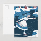 Een schattige ijsschaatsfee met blauwe vleugels briefkaart (Voorkant / Achterkant)