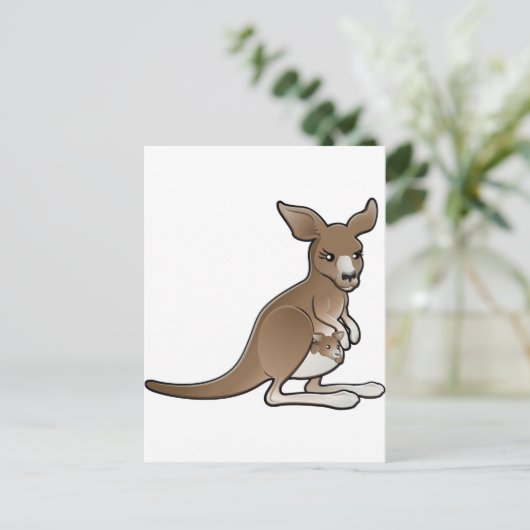 Een schattige kangoeroe met een joch in zijn zak briefkaart (Staand voorkant)