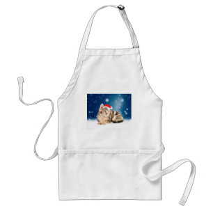 Een schattige kat met een rode kerstman hoed Kerst Standaard Schort