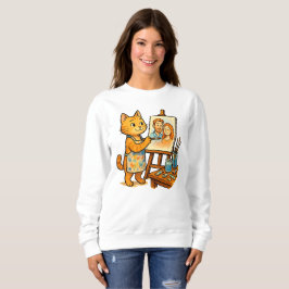 Een schattige kat schildert een portret van zijn f trui