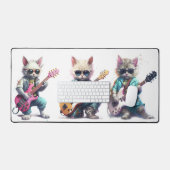 Een schattige kat speelt elektrogitaar bureaumat (Keyboard & Muis)