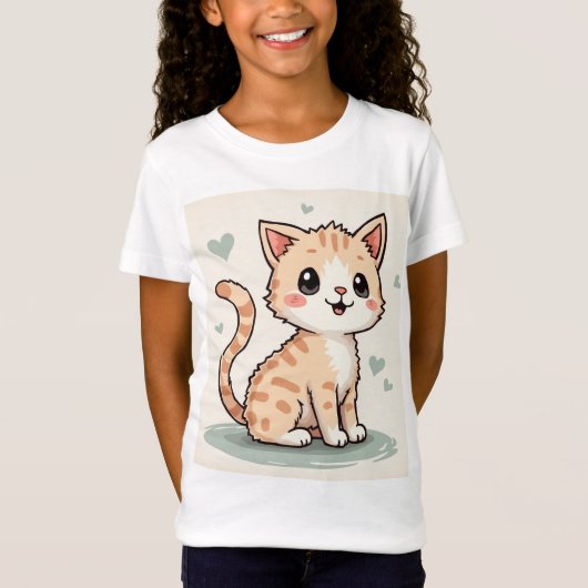 een schattige kat t-shirt (Voorkant)