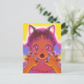 Een Schattige kattenmeisje Briefkaart (Staand voorkant)