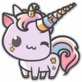 Een schattige kawaii-eenhoorn sticker (Voorkant)