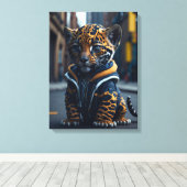 Een schattige Kawaii kleine hyper realistische bab Canvas Afdruk (Insitu (Houten vloer))