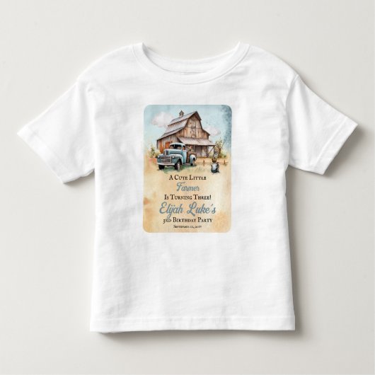 Een Schattige Kleine Boer 3e Verjaardagsfeestje Kinder Shirts (Voorkant)
