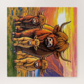 Een schattige koe familie. legpuzzel (Horizontaal)