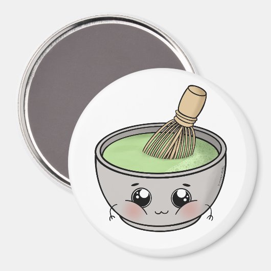 Een schattige kom matcha thee - Kawaii Magneet (Voorkant / Achterkant)