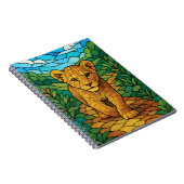 Een schattige leeuwenwelp wandelen, glas-in-lood d notitieboek (Rechterzijde)