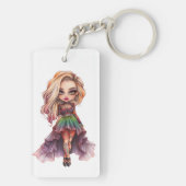 Een Schattige Meisje Halloween Design Collectie 11 Sleutelhanger (achterkant)