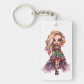 Een Schattige Meisje Halloween Design Collectie 11 Sleutelhanger (Voorkant)