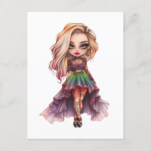 Een Schattige Meisje Halloween Design Collectie 11 Uitnodiging Briefkaart