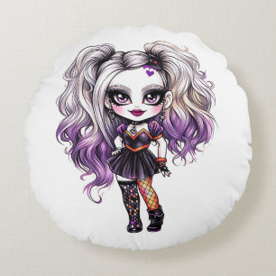 Een Schattige Meisje Halloween Design Collectie 18 Rond Kussen