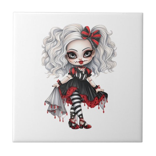 Een Schattige Meisje Halloween Design Collectie 7 Tegeltje (Voorkant)