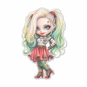 Een Schattige Meisje Halloween Design Collectie 9 Sticker