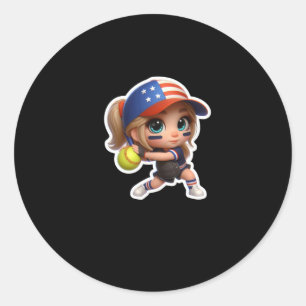 Een Schattige meisje in honkbal sport Sticker