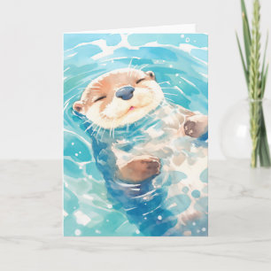 Een Schattige Otter Waterige Wereld Kaart