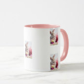 Een Schattige Paashaas Roze Hart met Mand & Eieren Mok (Voorkant rechts)