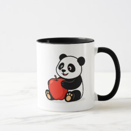 Een schattige panda trekt een rode appel. mok