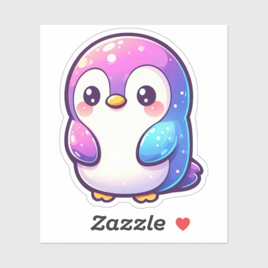 Een schattige pastelpinguïn met een levendige hell sticker (Vel)