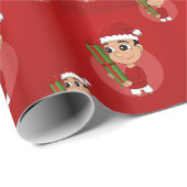 Een schattige peuter met een kerstcadeau cadeaupapier (Rol Hoek)