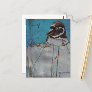Een schattige pinguïn vogel in een pak briefkaart