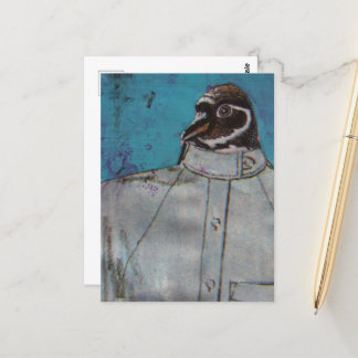 Een schattige pinguïn vogel in een pak briefkaart