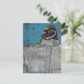 Een schattige pinguïn vogel in een pak briefkaart (Staand voorkant)