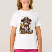 Een schattige Pirate Cat met TV op het hoofd T-shirt (Voorkant)