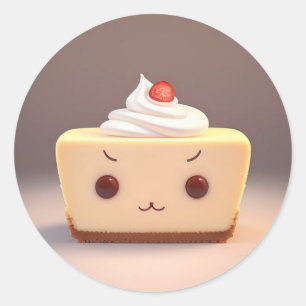 Een Schattige plakje cheesecake Ronde Sticker