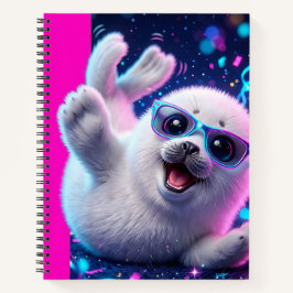 Een schattige pluizige witte babyzeehond notitieboek