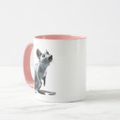 Een schattige porseleinmuis met reflectie. mok (Voorkant links)