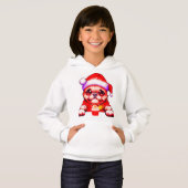 Een schattige pugdog met Santa Hat en drink (Voorkant volledig)