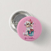 Een schattige puppy ronde button 3,2 cm (Voorkant /achterkant)