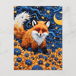 Een Schattige Red Fox in de Blueberry Galaxy Briefkaart