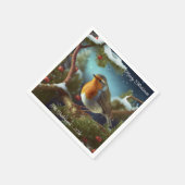 Een schattige Robin op een kerstboompapier Bord Servet (Hoek)