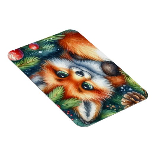 Een schattige rode kerstvos magneet (Rechterzijde)