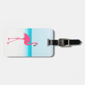 Een schattige roze flamingo op het strand bagagelabel (Voorkant horizontaal)