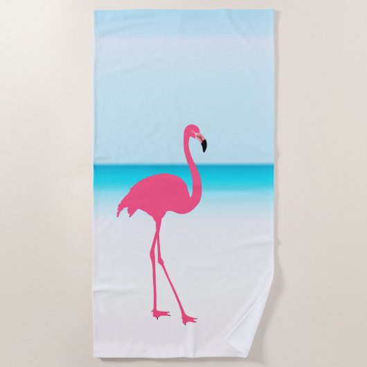 Een schattige roze flamingo op het strand strandlaken (Voorkant)