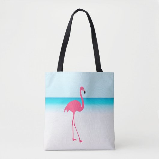 Een schattige roze flamingo op het strand tote bag (Voorkant)