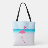 Een schattige roze flamingo op het strand tote bag (Achterkant)