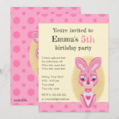 Een schattige roze konijn uitnodiging voor een kle (Voorkant / Achterkant)